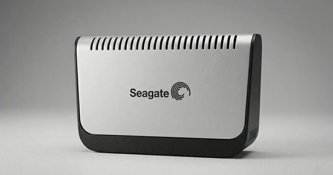 Gümüş ve siyah kasalı eski model 160GB Seagate masaüstü harici hard disk