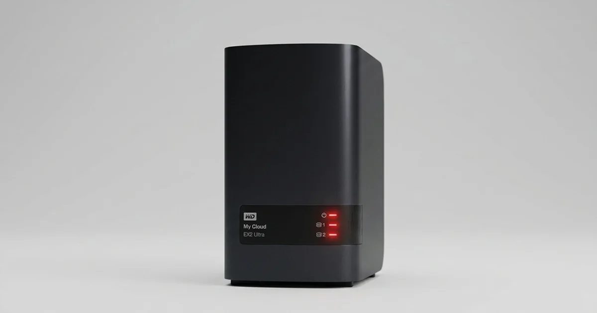 Ön panelinde güç ve disk göstergeleri kırmızı yanan WD My Cloud EX2 Ultra NAS cihazı